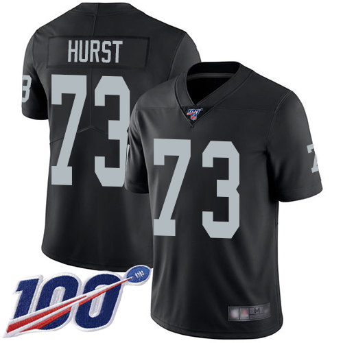 Men Oakland Raiders Limited Black Maurice Hurst Home Jersey NFL Football #73 100th Season Vapor Jersey->nfl t-shirts->Sports Accessory